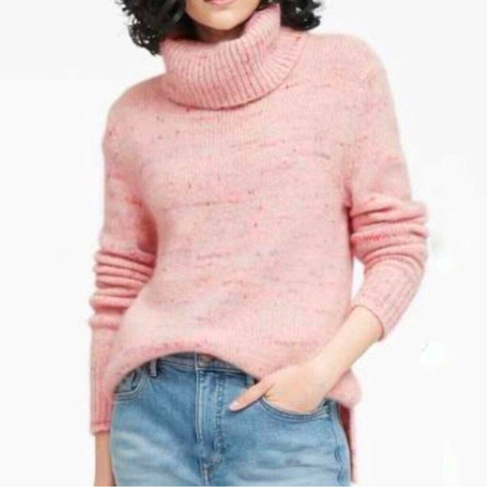 Alpaca + Wool Banana Republic Soft Pink Turtleneck Sweater